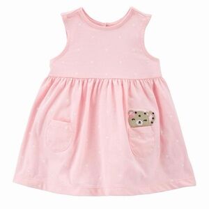 Carter’s Baby Leopard Pocket Dress Sleeveless Pink Polka Dot Print Size 9 Months